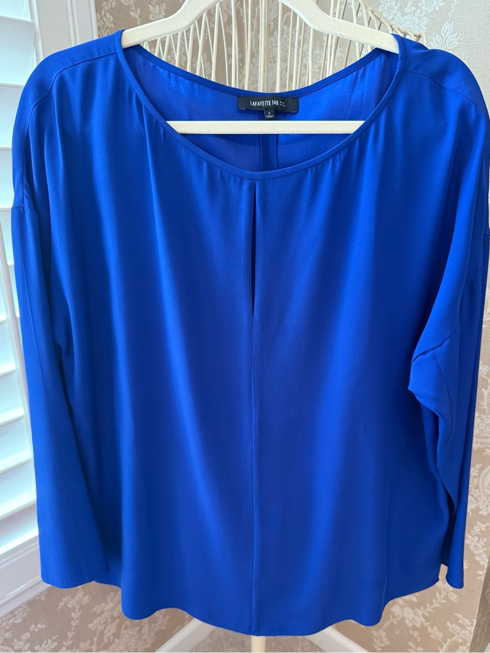 Lafayette 148 New York silk Royal Blue Long Sleeve Blouse